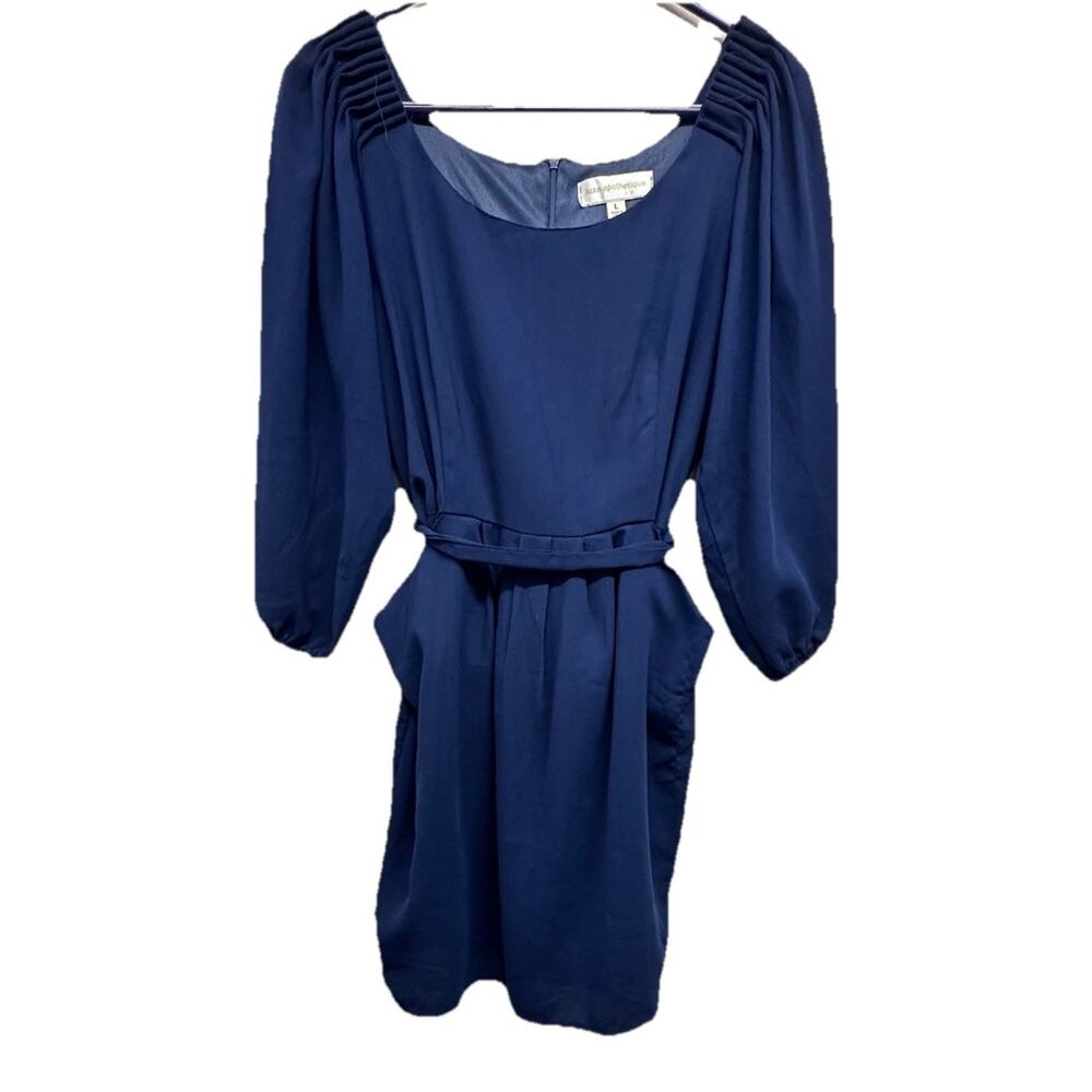 Luxe Apothetique Womens Size Large Navy Long Sleeve Mini Lined Belted